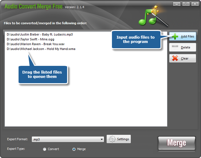 Add Audio Files Add Audio Files