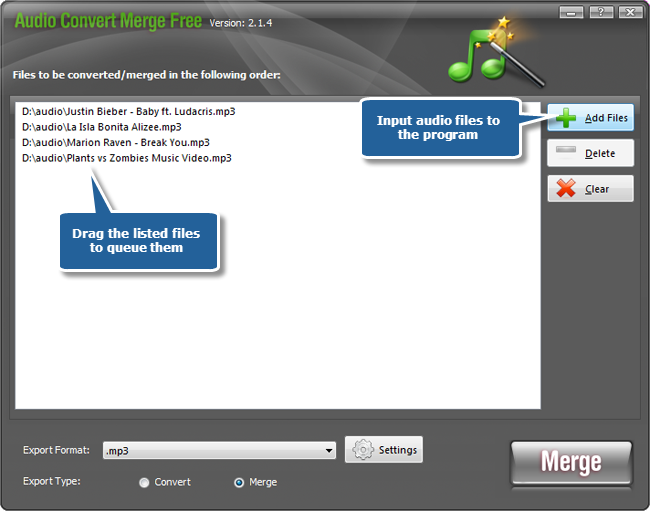 Add Audio Files Add Audio Files
