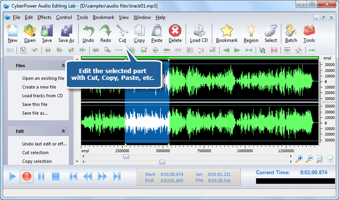 Edit the Selected Waveform Edit the Selected Waveform