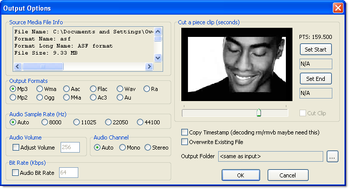 output options